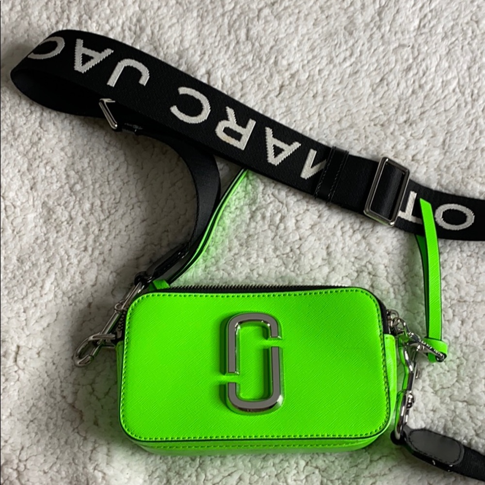 Neon green Marc Jacobs snapshot bag